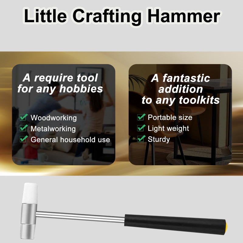Kannony Wind Dual Head Small Hammer, Plastic Head and Metal Head, Double face Jewelry Mallet, Mini Hammer for Crafts, Watch, Tuning, Woodworking, Toys, DIY, Leather, Instruments, 7 Inches, - Image 3
